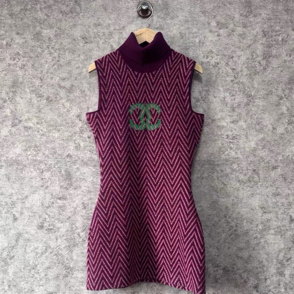 Authentic CHANEL Purple Chevron Mini Dress